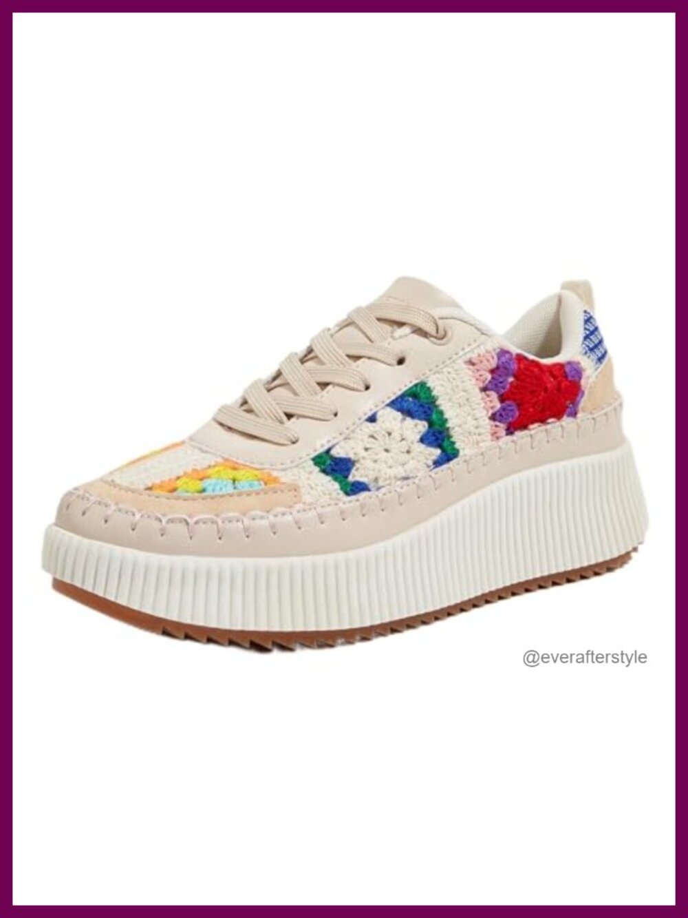 Woven Platform Sneakers Chunky Lace Up Walking Shoes Comfortable